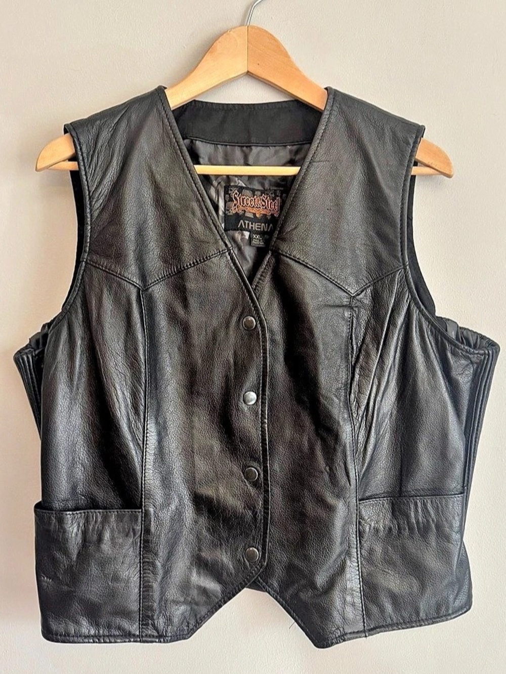 Leather-Tec Athena Leather Motorcycle Vest XXL Like New